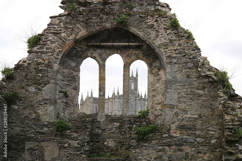 Ruins of the Franciscan friary in Wicklow. Tourism in Ireland.