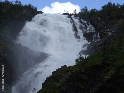 beautiful waterfall in the rocks of Norway