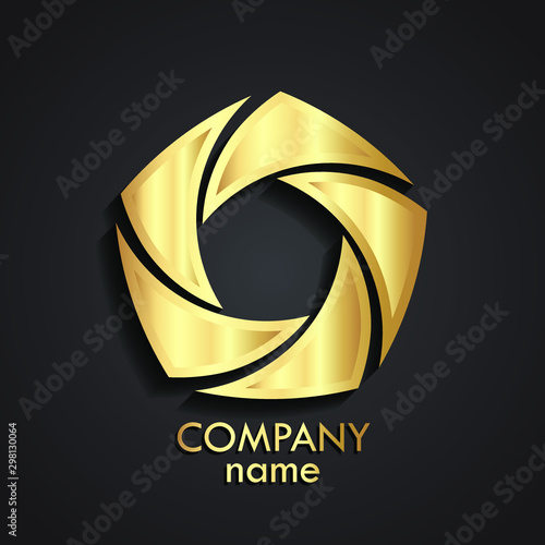 3d gold swirl logo / shutter stile shape