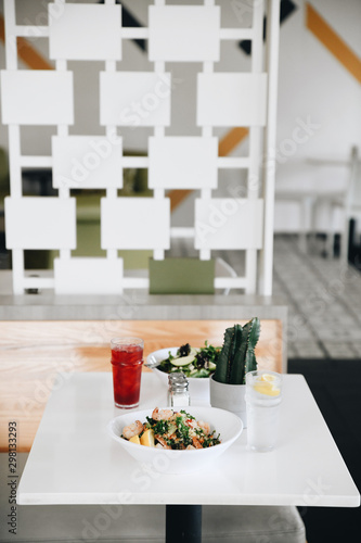 Food and drinks served table