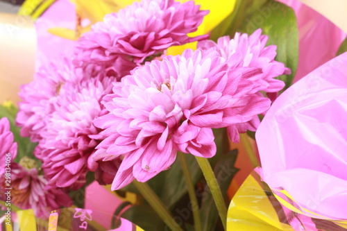 Bouquet of pink flowers.