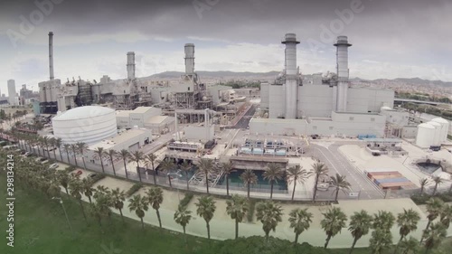 Aerial Forum & Barcelona sea side and modern buildings, Spain