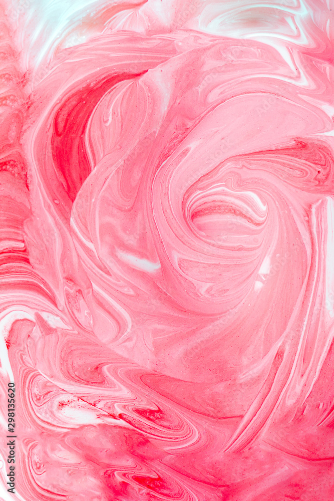 Red, pink and white color, mixing the paints