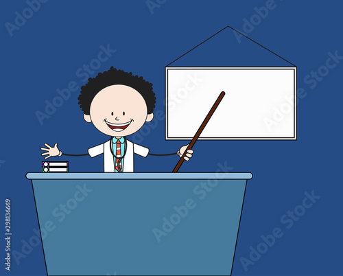 Cartoon Doctor - Presenting on White Board