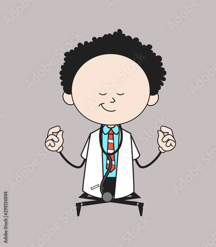 Cartoon Doctor - Doing Meditation