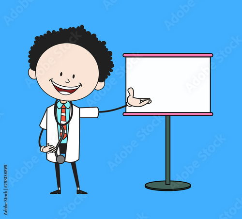 Cartoon Doctor - Showing on White Board