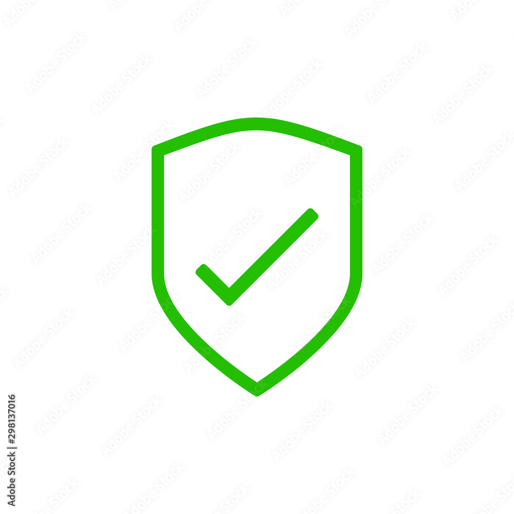 Shield with check mark icon on white background. Vector illustration Shield with check mark icon on white background. Vector illustration