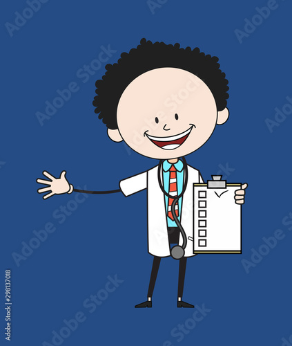 Cartoon Doctor - Showing a Checklist