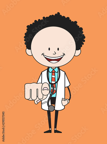 Cartoon Doctor - Laughing and Pointing