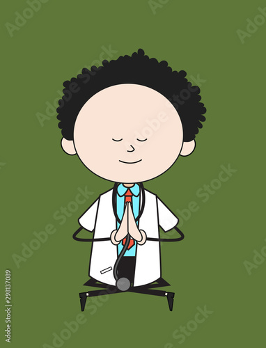 Cartoon Doctor - Sitting and Praying