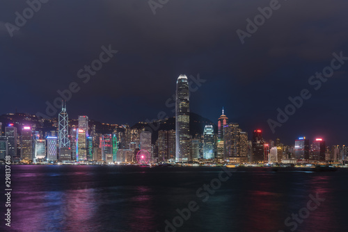 Night view of Victoria Harbour and Skyline in Hong Kong