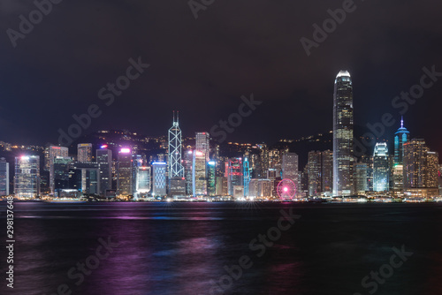 Night view of Victoria Harbour and Skyline in Hong Kong