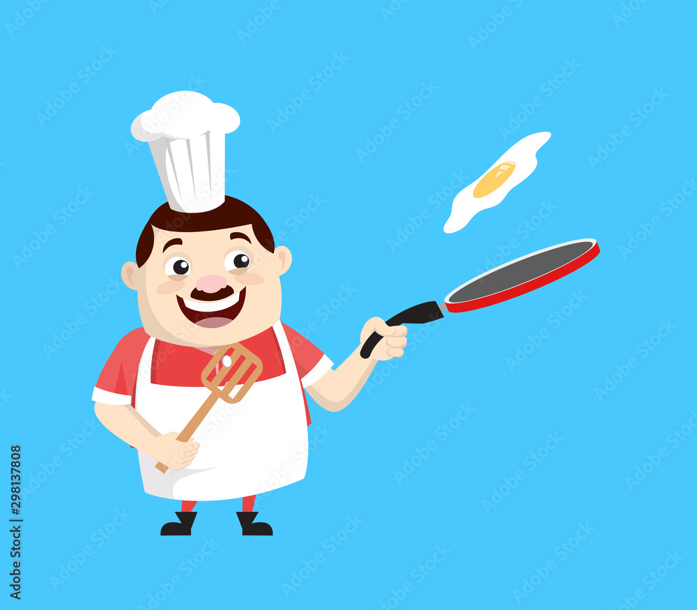 Cartoon Fat Funny Cook - Preparing Food Cartoon Fat Funny Cook - Preparing Food