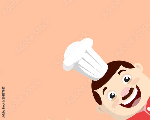 Cartoon Fat Funny Cook - Empty Space with Head in Corner