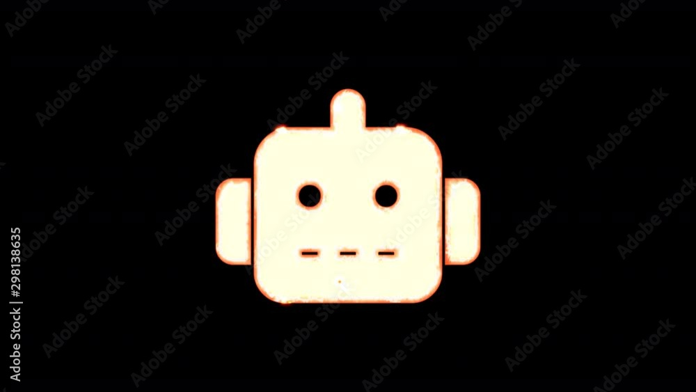 Symbol robot burns out of transparency, then burns again. Alpha channel Premultiplied - Matted with color black Symbol robot burns out of transparency, then burns again. Alpha channel Premultiplied - Matted with color black