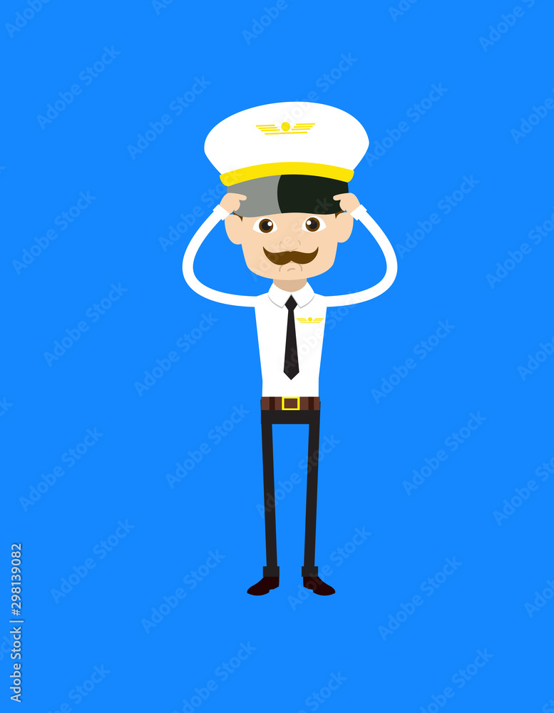 Cartoon Pilot Flight Attendant - Worried Cartoon Pilot Flight Attendant - Worried