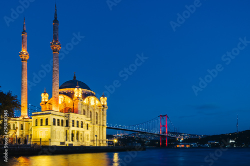 Old historical Ortakoy Mosque with long exposure and behind there is bosporus  © AliEfe