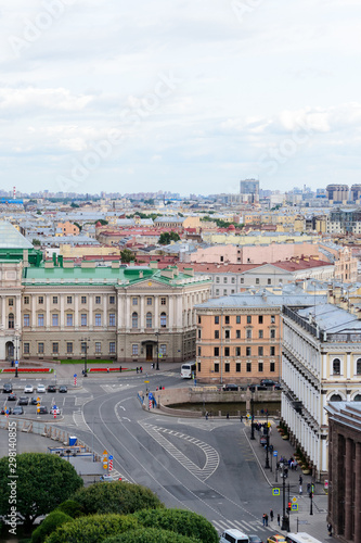 Saint Petersburg, Russia, august 2019. Aerial view of St.Isaac square seen from the rooftop of thw dome of Saint Isaac cathedral.
