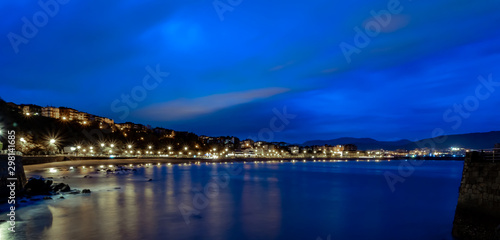 Panoramic view of a beach at sunrise