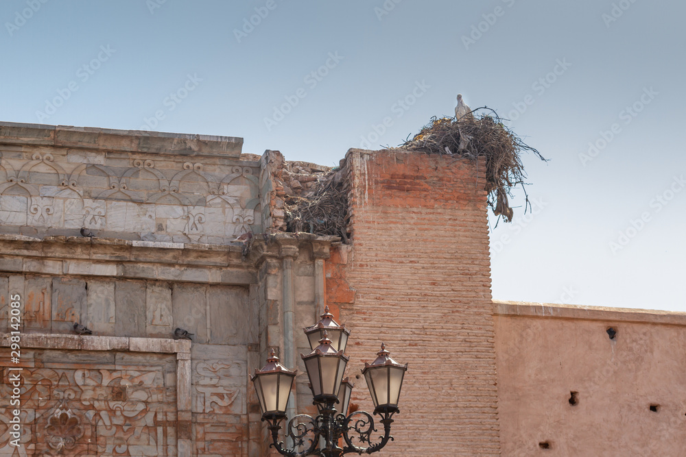 Stork nest in Marrakech, Morocco