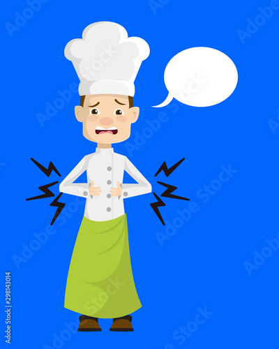 Chef - Feeling Pain in Stomach with Speech Bubble