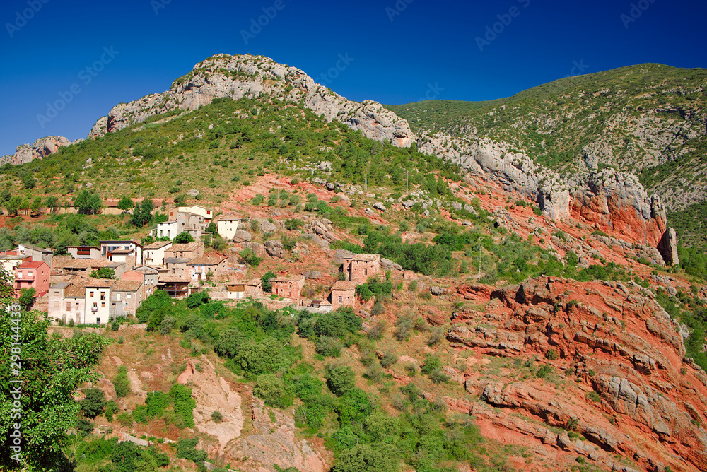 Mountain landscape near a small town in Catalonia