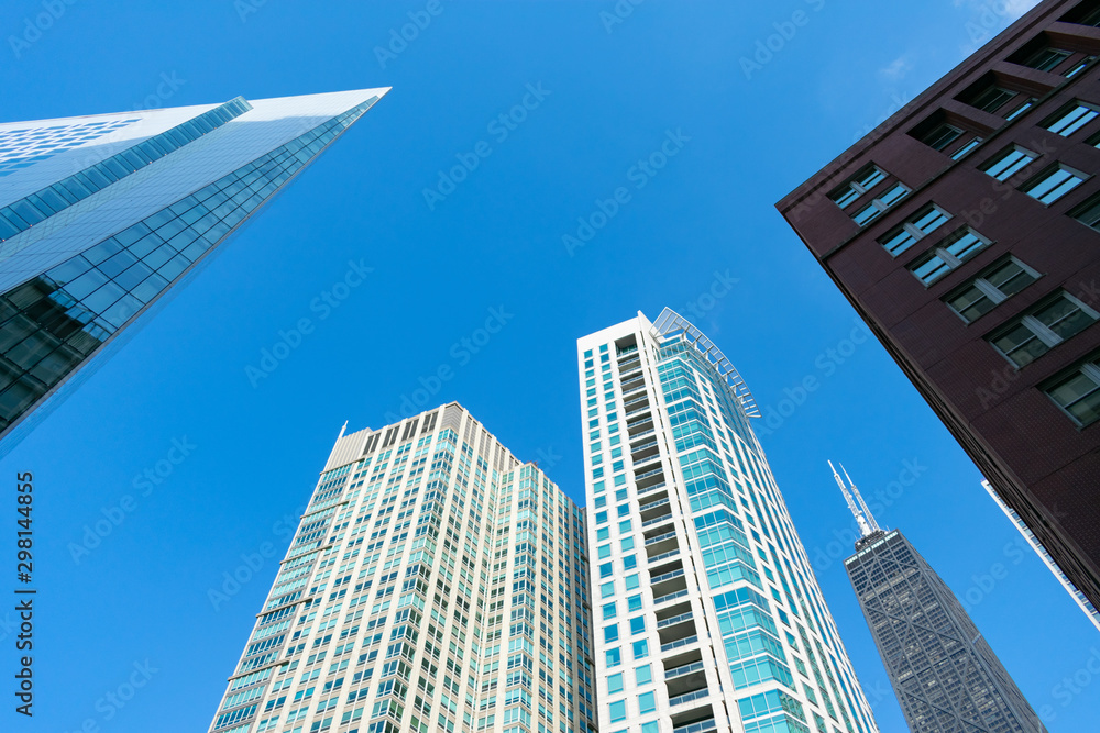 Chicago Skyscrapers seen from the River North and Streeterville Neighborhoods