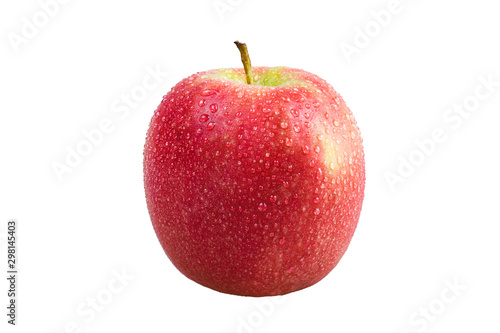 Fuji Apple with water drops isolated on white background
