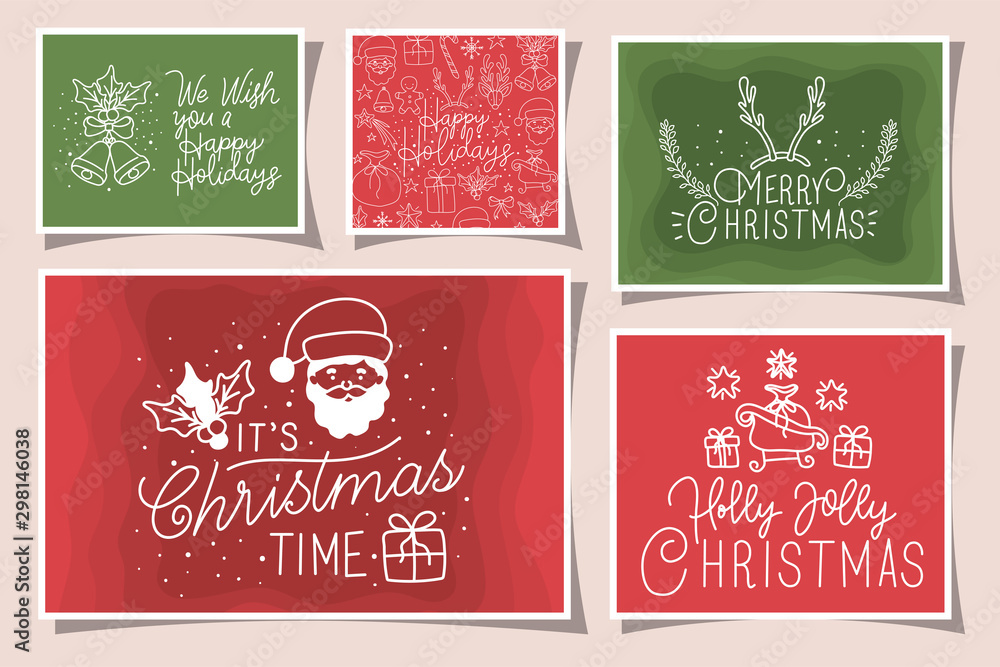 bundle of merry christmas cards with calligraphy and icons bundle of merry christmas cards with calligraphy and icons