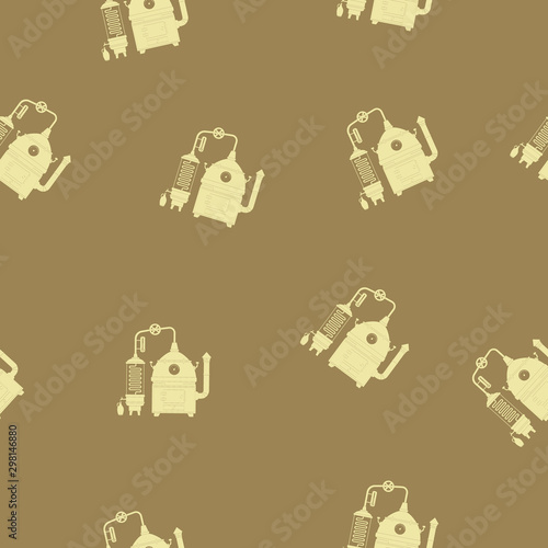 Seamless pattern with vintage distillation apparatus