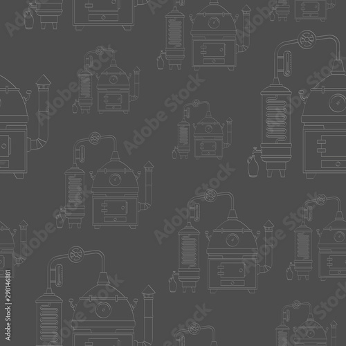 Seamless pattern with vintage distillation apparatus