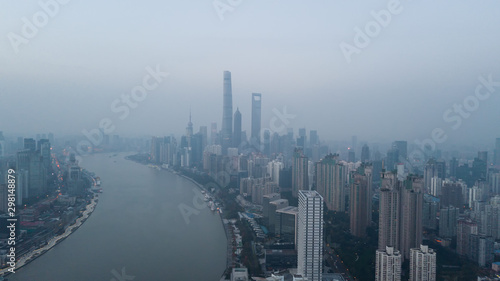 Shanghai aerial photography in heavy fog photo