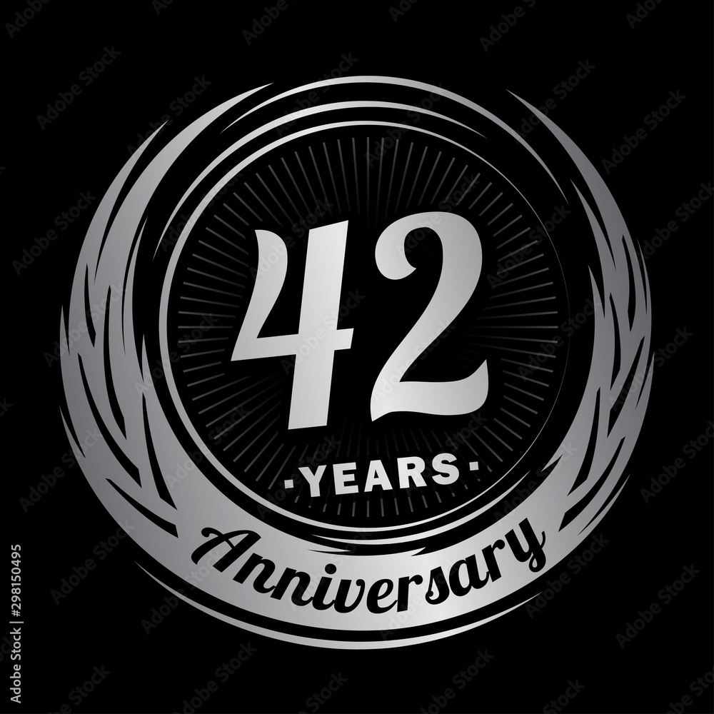 42 years anniversary. Anniversary logo design. Forty-two years logo.
