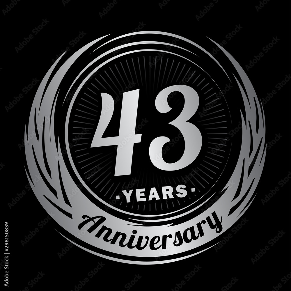 43 years anniversary. Anniversary logo design. Forty-three years logo.