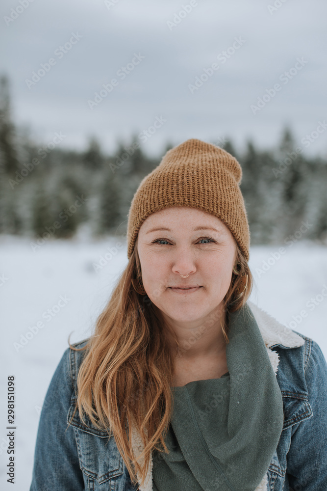 Portrait of Woman in Snowy Landscape Portrait of Woman in Snowy Landscape