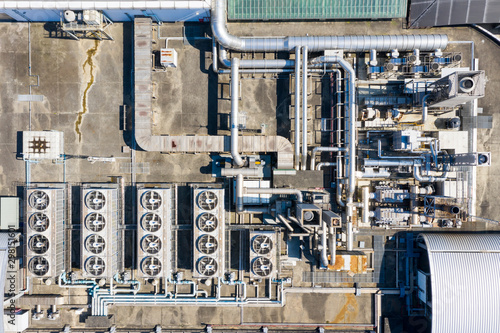 Aero view of air conditioning on the factory