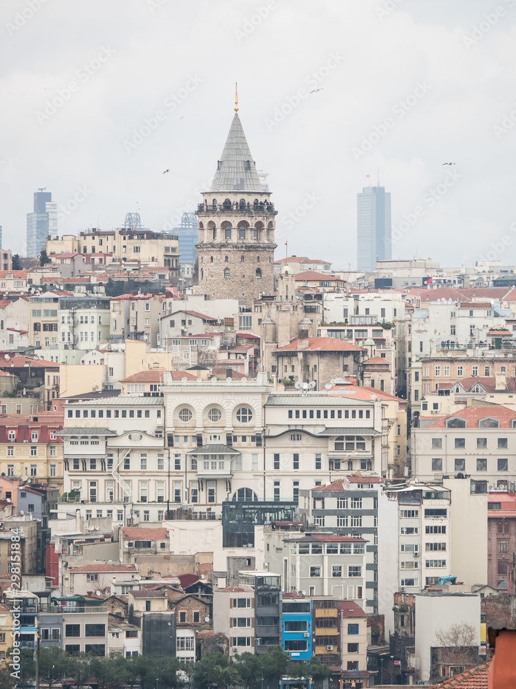 Wonderful view of old town with big tower Wonderful view of old town with big tower