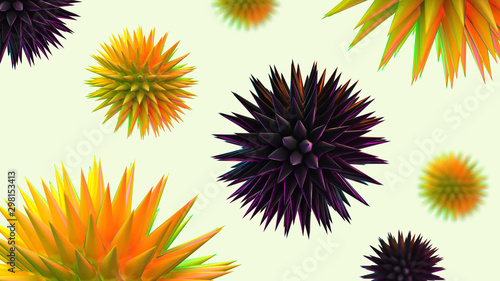3D render bacteria virus,3d render microbe. Bacteria virus or germs microorganism cells under microscope.