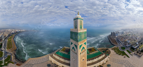 Aerial view of Hassan II Mosque in  Casablanca, Morocco photo