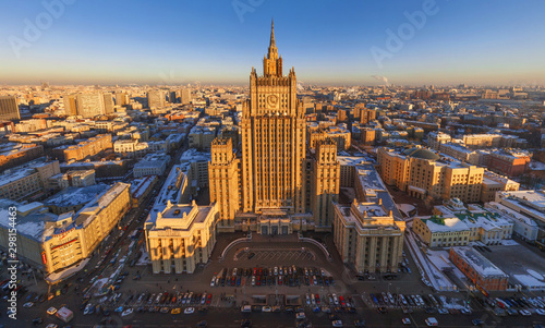 Aerial view of Seven Sisters in Moscow, Russia