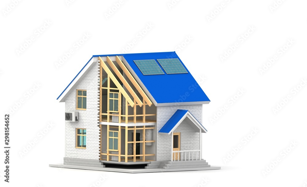 custom made wallpaper toronto digital3d illustration of  house construction over white background. Home constructing building theme.