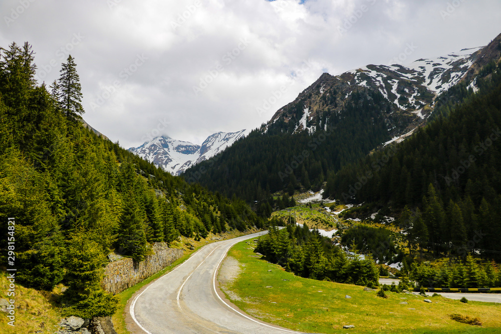 Transfagarash road in Romania. Mountain road in the Romanian Carpathians.