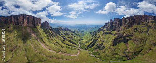 Aerial view of valley at Drakensberg, South Africa photo