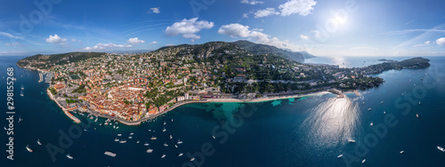 Panoramic aerial image of Villefranche-sur-Mer, France photo