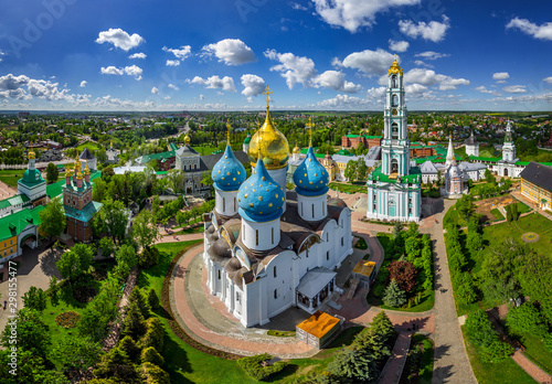 Aerial view of Dormition Cathedral at Sergiyev Posad, Russia photo