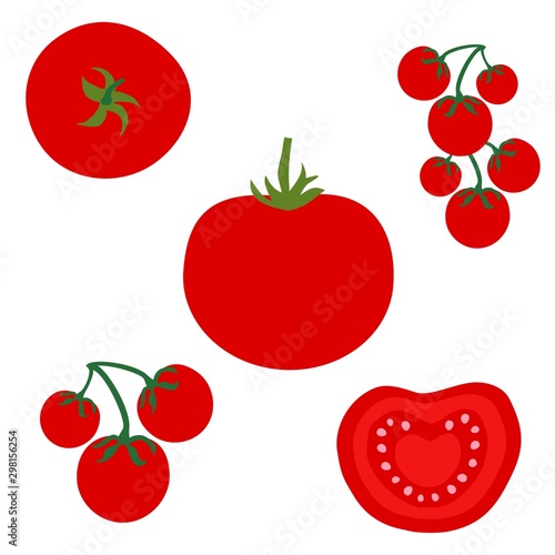 Set icons of tomatoes. Vector clipart of eco vegetables.
