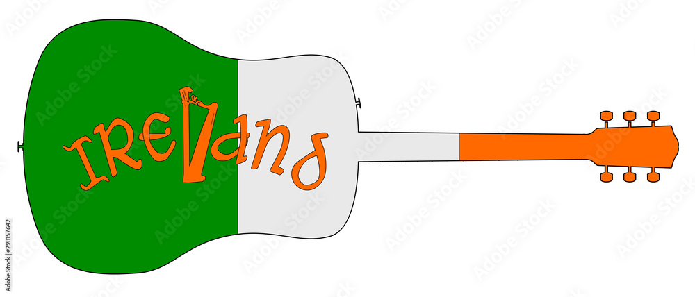 Acoustic Guitar Silhouette With Ireland National Flag Stock Vector | Adobe  Stock