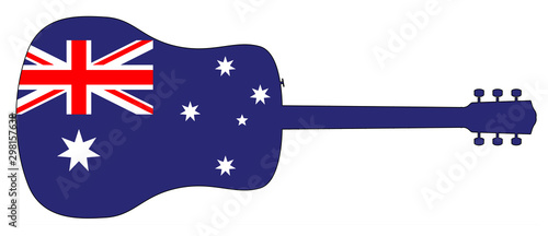 Acoustic Guitar Silhouette With Australian National Flag