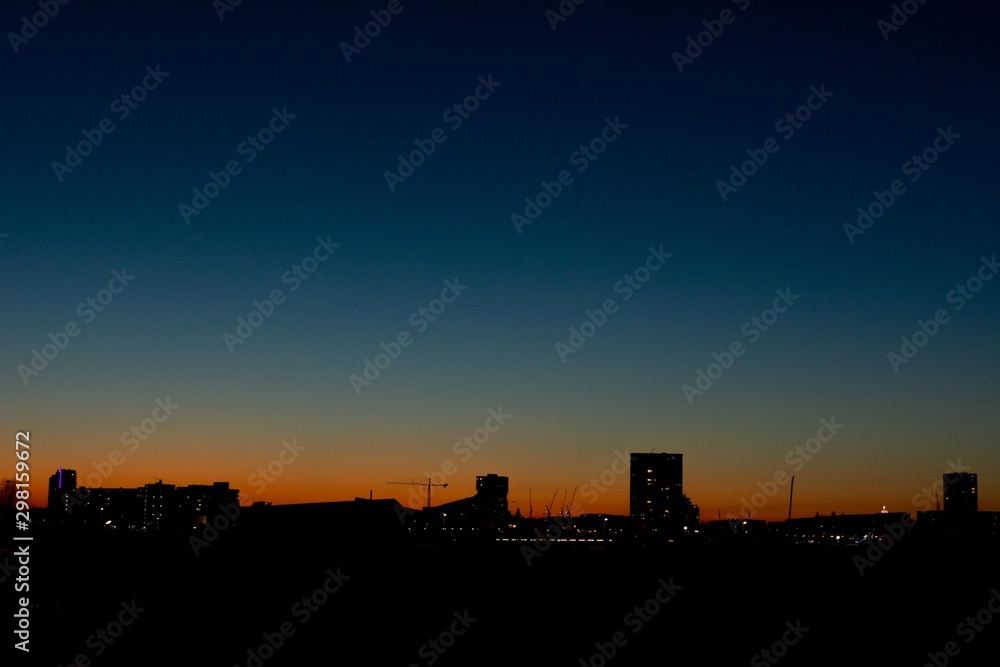 sunset over city, Amsterdam 