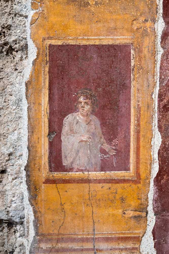 ancient fresco of a house in Pompeii